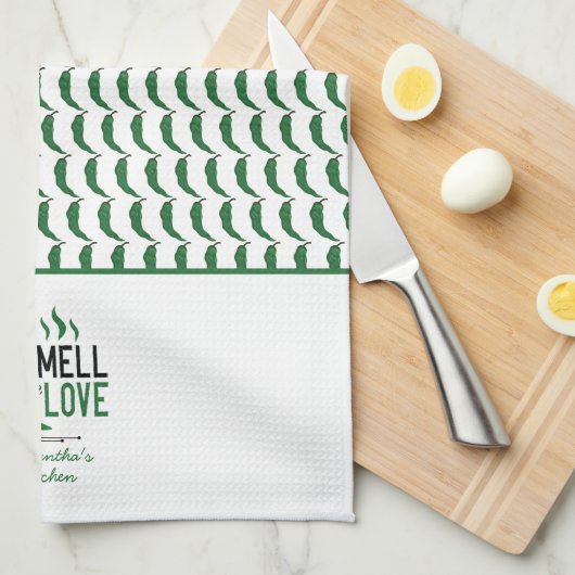 Groen Chili Ruilt de Love Kitchen Towel Theedoek (Quarter Fold)