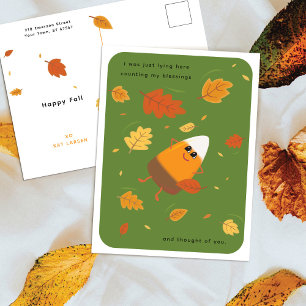 Groen Chocolade Candy Corn Thanksgiving Feestdagenkaart