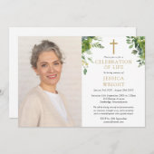 Groen Christelijke viering van het leven Foto Kaart (Voorkant / Achterkant)