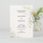 groen chrysant bruiloft uitnodiging (Staand voorkant)