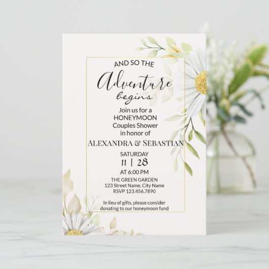 Groen Chrysanthemum Honeymoon Douche Kaart (Staand voorkant)