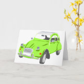 Groen Citroën 2 cv- Wenskaart Kaart (Gele Bloem)