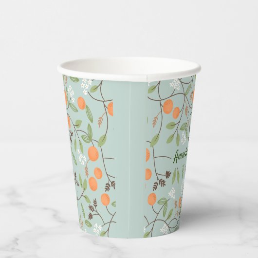 Groen citrus en Oranje bloesem Papieren Bekers (Rechts)