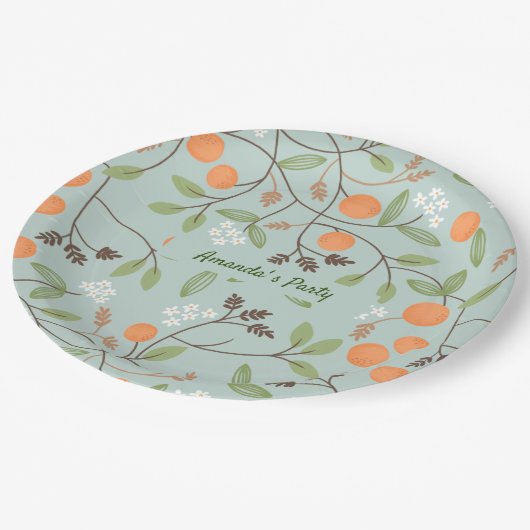 Groen citrus en Oranje bloesem Papieren Bordje (Gekanteld)