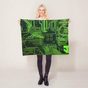 Groen computercircuit kool fleece deken