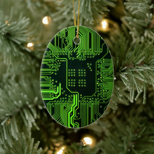Groen computercircuit kool keramisch ornament (Boom)