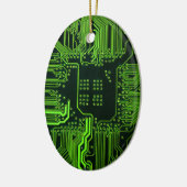 Groen computercircuit kool keramisch ornament (Links)