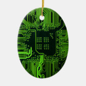 Groen computercircuit kool keramisch ornament (Voorkant)