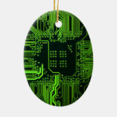 Groen computercircuit kool keramisch ornament (Achterkant)