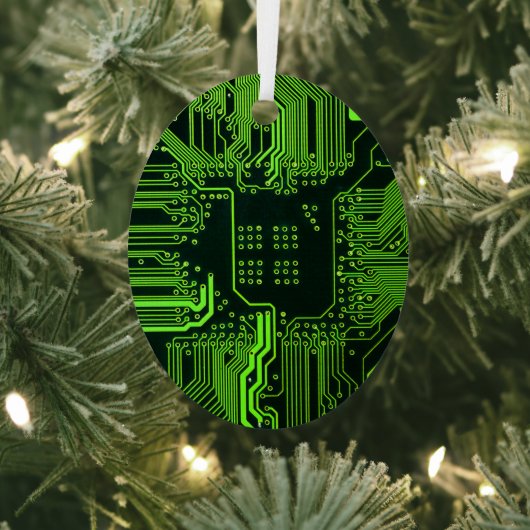 Groen computercircuit kool metalen ornament (Insitu)