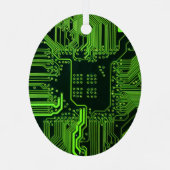 Groen computercircuit kool metalen ornament (Achterkant)