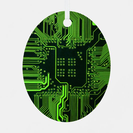 Groen computercircuit kool metalen ornament (Achterkant)