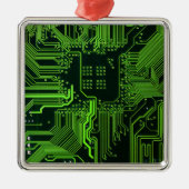 Groen computercircuit kool metalen ornament (Voorkant)