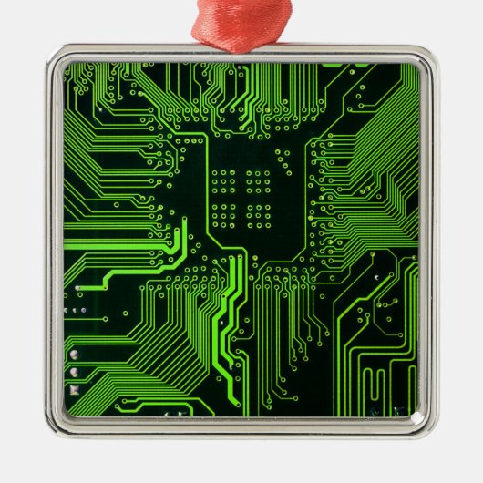 Groen computercircuit kool metalen ornament (Voorkant)