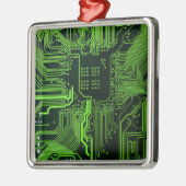Groen computercircuit kool metalen ornament (Links)