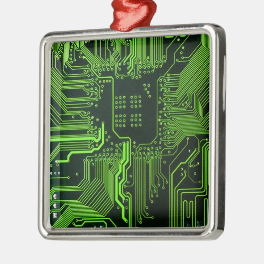 Groen computercircuit kool metalen ornament (Links)