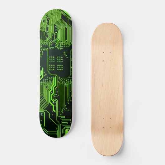 Groen computercircuit kool persoonlijk skateboard (Voorkant)