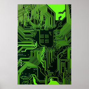 Groen computercircuit kool poster