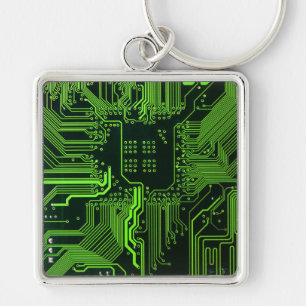 Groen computercircuit kool sleutelhanger