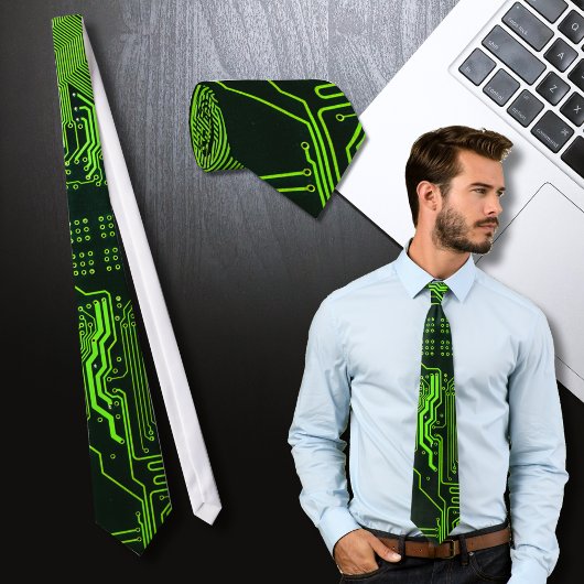 Groen computercircuit kool stropdas