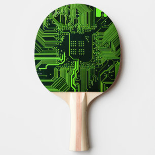 Groen computercircuit kool tafeltennisbatje