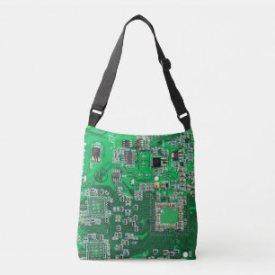 Groen computercircuit voor geek circuit crossbody tas