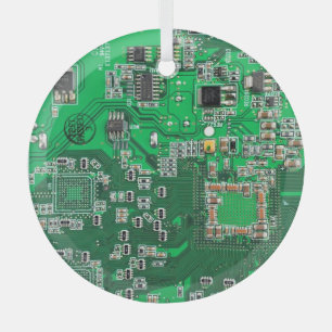 Groen computercircuit voor geek circuit glas ornament