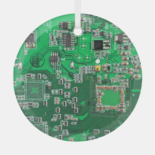 Groen computercircuit voor geek circuit glas ornament (Voorkant)