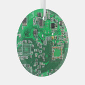 Groen computercircuit voor geek circuit glas ornament (Voorkant Rechts)