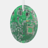 Groen computercircuit voor geek circuit glas ornament (Voorkant links)