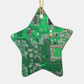 Groen computercircuit voor geek circuit keramisch ornament (Links)