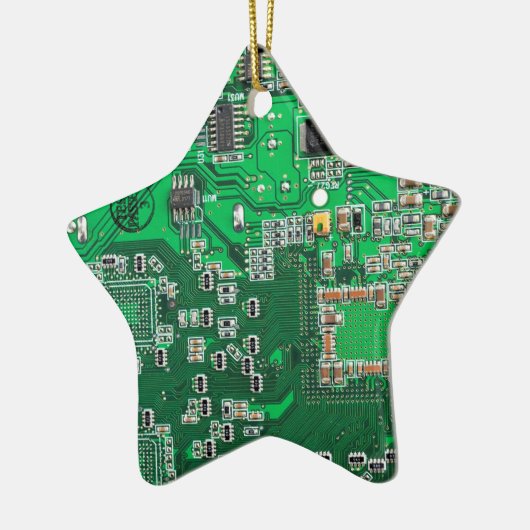 Groen computercircuit voor geek circuit keramisch ornament (Links)