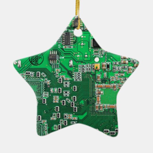 Groen computercircuit voor geek circuit keramisch ornament (Achterkant)