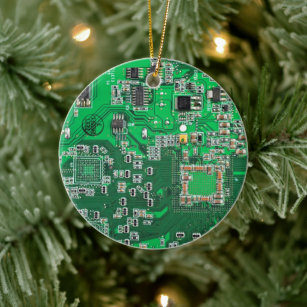 Groen computercircuit voor geek circuit keramisch ornament