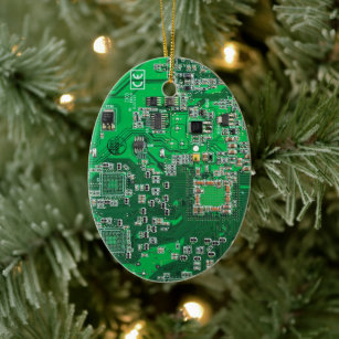 Groen computercircuit voor geek circuit keramisch ornament