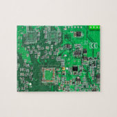 Groen computercircuit voor geek circuit legpuzzel (Horizontaal)