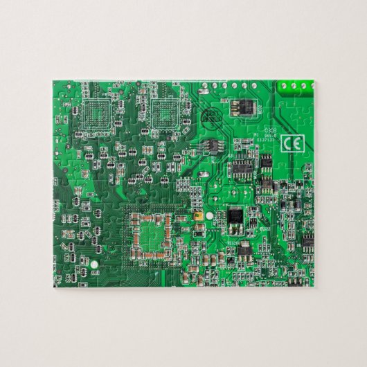 Groen computercircuit voor geek circuit legpuzzel (Horizontaal)