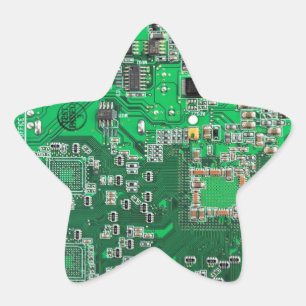 Groen computercircuit voor geek circuit ster sticker