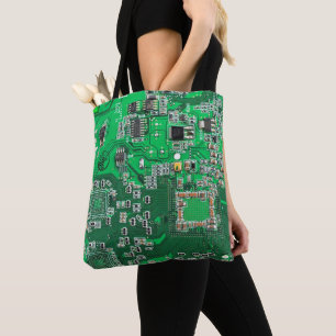 Groen computercircuit voor geek circuit tote bag
