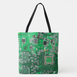 Groen computercircuit voor geek circuit tote bag