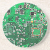 Groen computercircuit voor geek circuit zandsteen onderzetter (Voorkant)