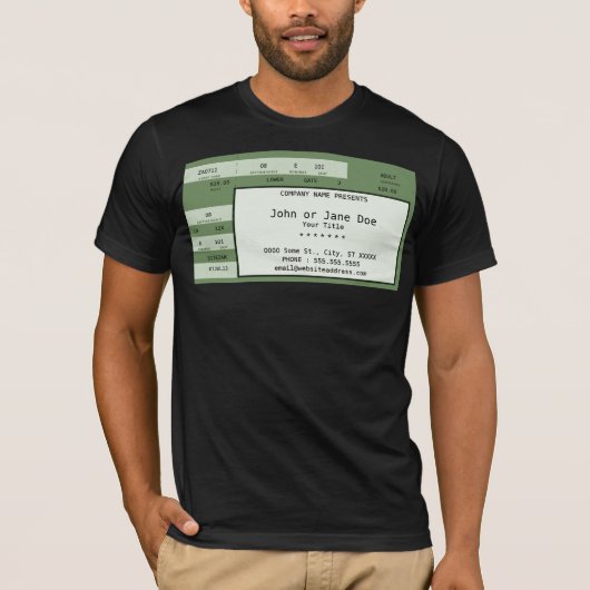 groen concertkaartje t-shirt (Voorkant)