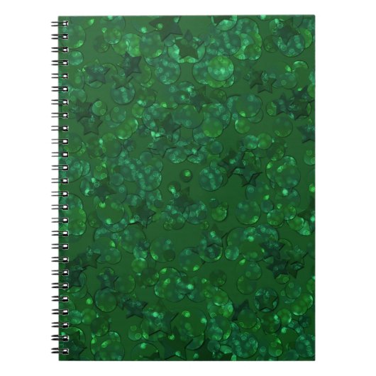 Groen, confetti, glitter notitieboek (Voorkant)