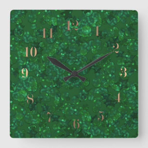 Groen, confetti, glitter vierkante klok