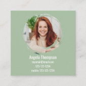 Groen 'Connect with Me' foto QR-code Vierkante Visitekaartje (Voorkant)