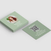 Groen 'Connect with Me' foto QR-code Vierkante Visitekaartje