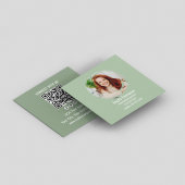 Groen 'Connect with Me' foto QR-code Vierkante Visitekaartje