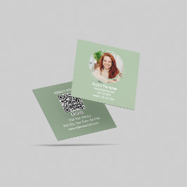 Groen 'Connect with Me' foto QR-code Vierkante Visitekaartje
