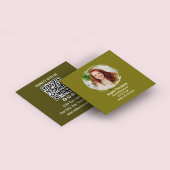 Groen 'Connect with Me' Foto QR-code Vierkante Visitekaartje