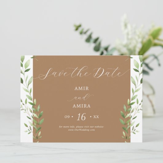 Groen Coördinaat Horizontaal Save The Date (Staand voorkant)